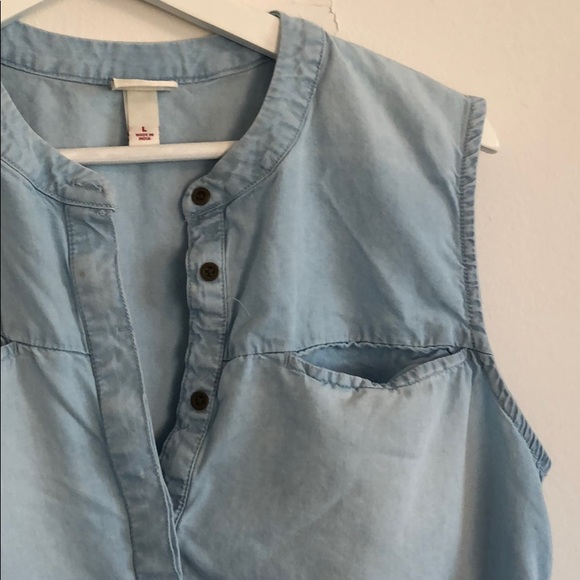 Merona Size L light blue chambray mini dress - Picture 2 of 5